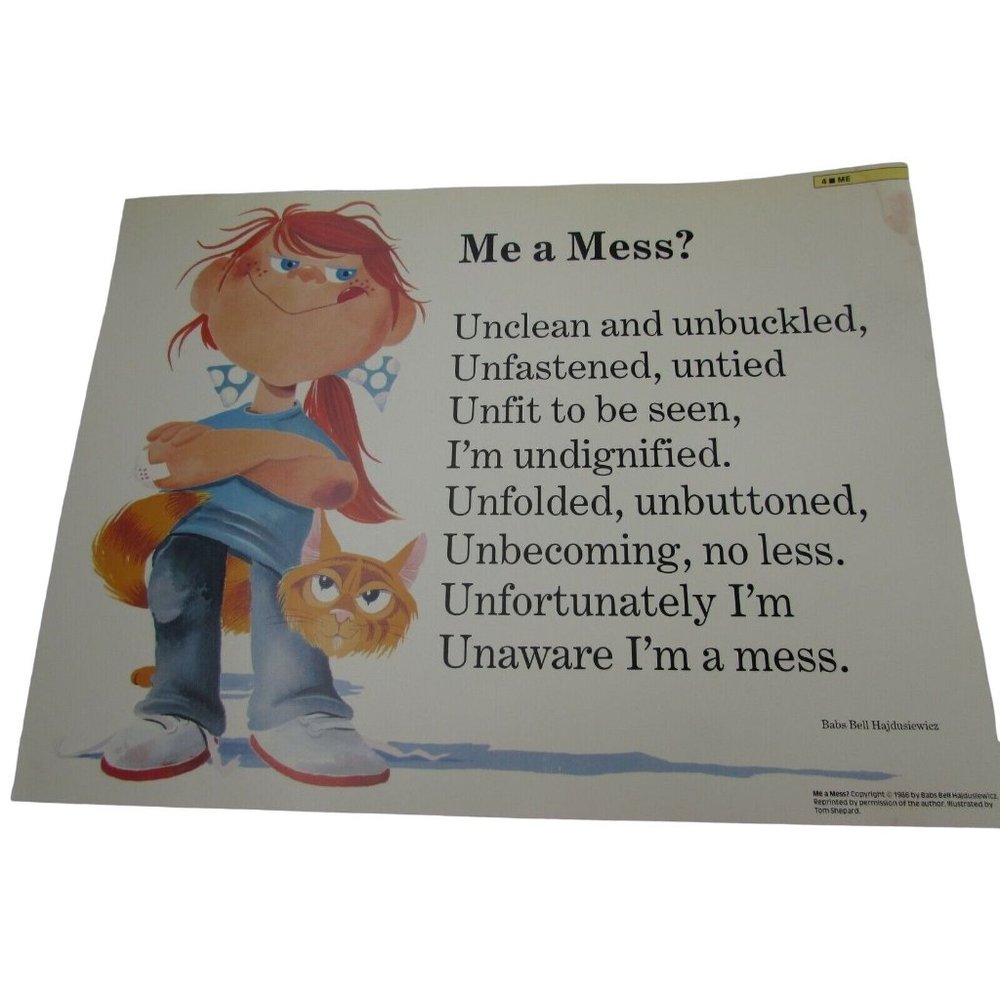 Me a Mess Grade School Poster Babs Bell Hajdusiewicz 30236 Poetry VNTG
